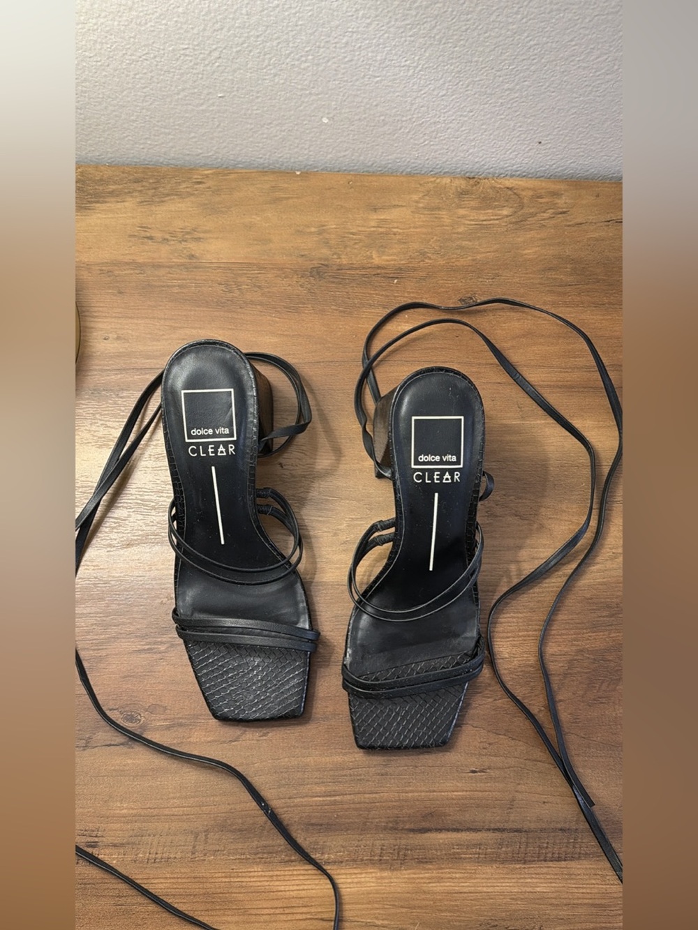 Dolce Vita Black Lace-Up Strappy Heels